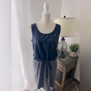 NWOT Nautica Navy and White Striped Dress